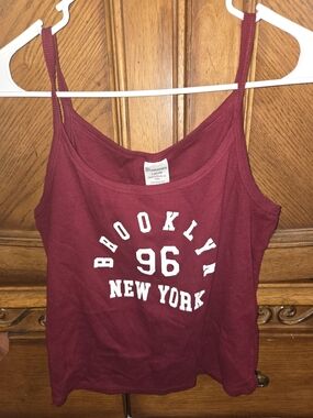 No Boundaries Maroon 'Brooklyn 96 New York' Ribbed Tank Top